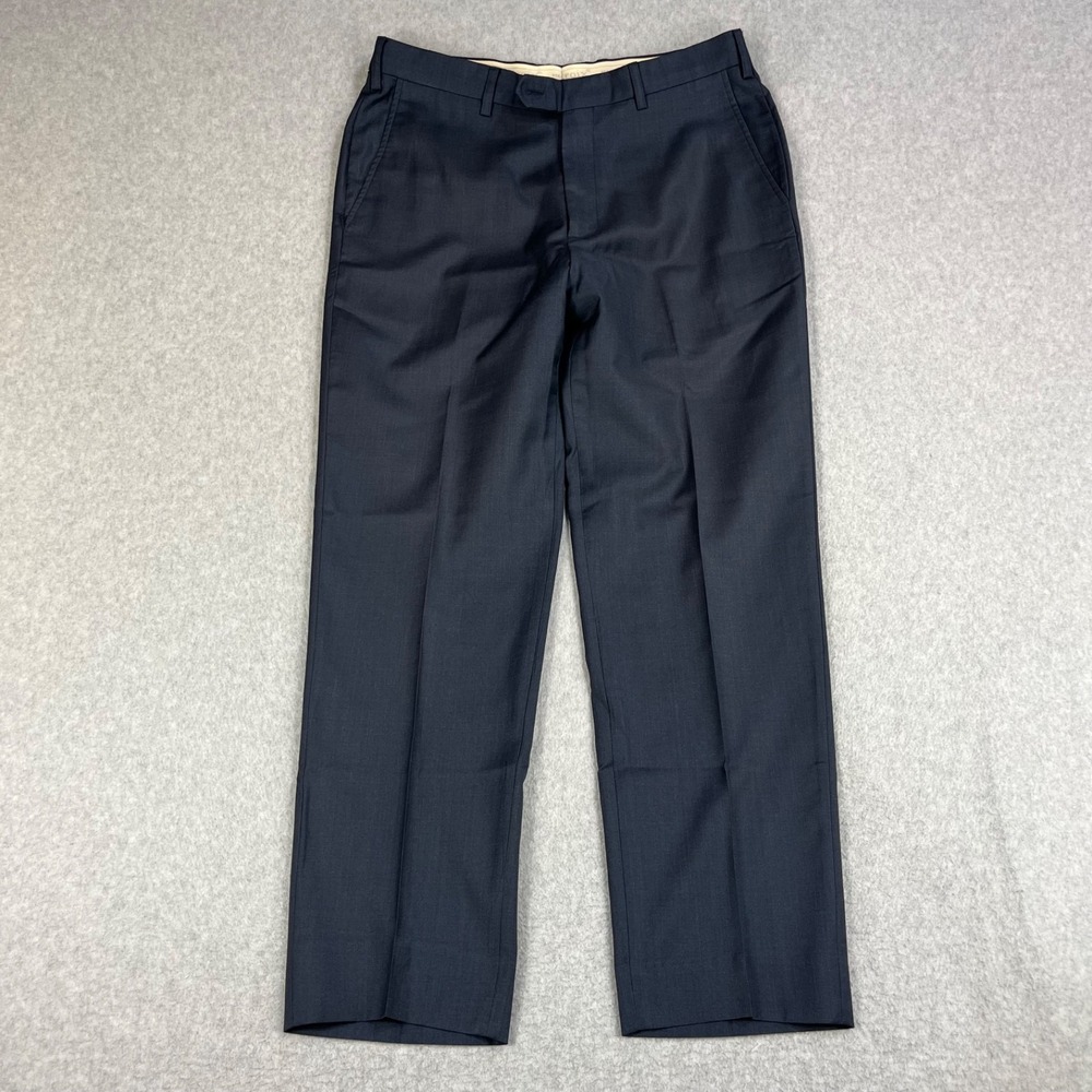 St Croix Dress Pants Mens 32x29 Navy Blue Wool Regular Fit Formal Made In Italy